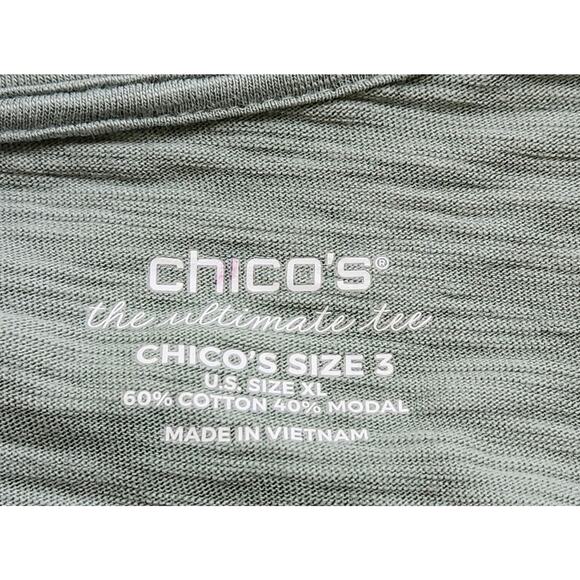 Chico's Green Heathered Ultimate Tee Top 3 XL Lightweight Soft Stretchy V Neck - Picture 4 of 4